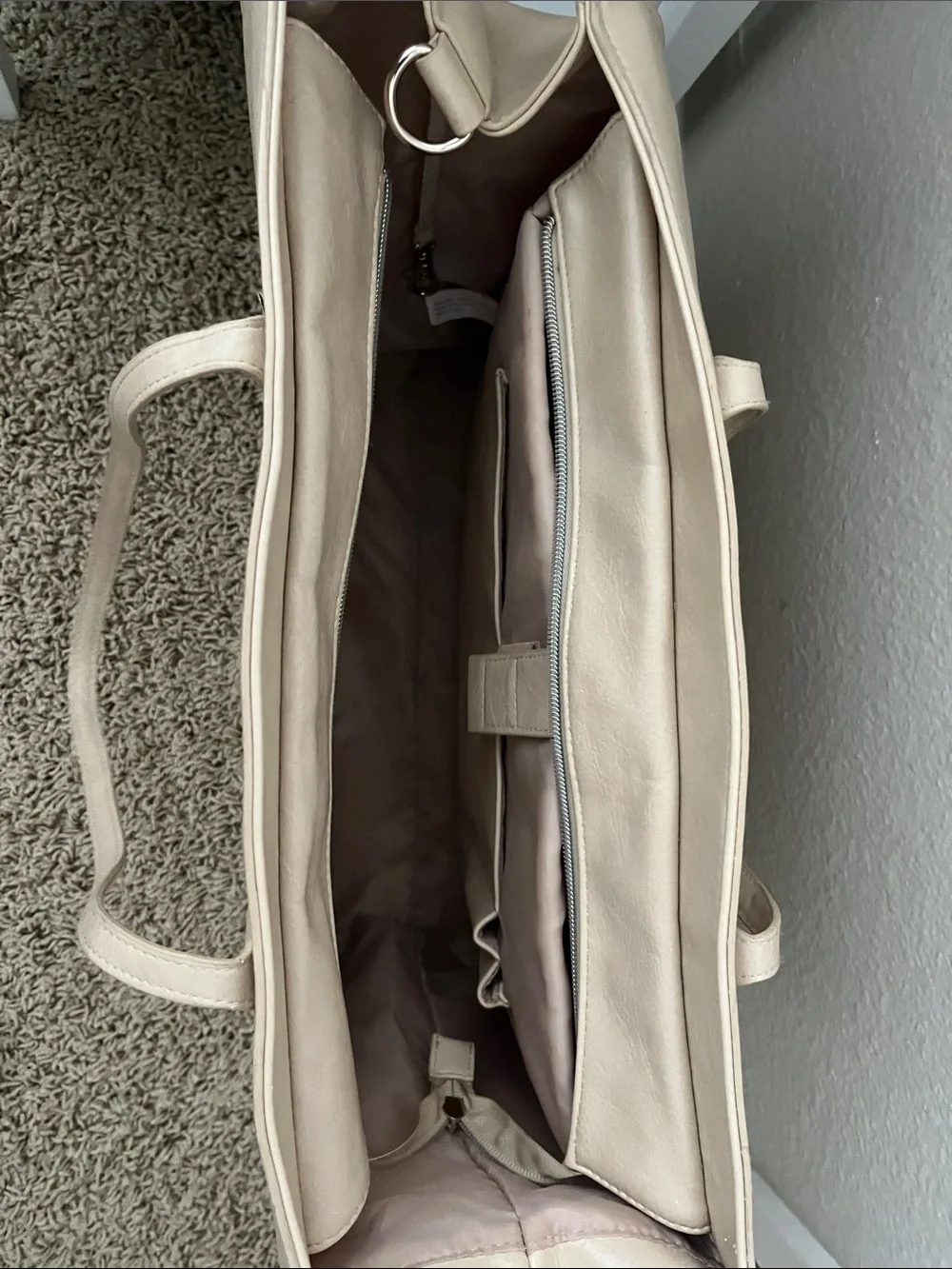 BEIS Neutral Beige Tote with Front Zip Pocket